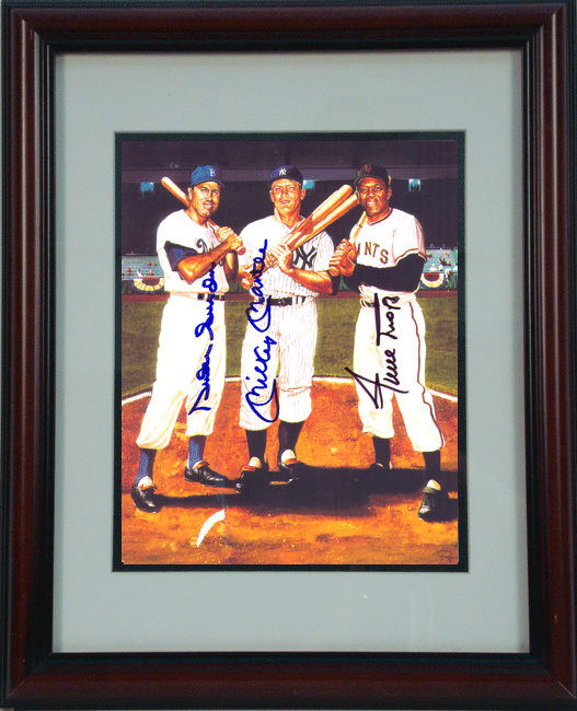 Encore Select Auto1114BB3Muska Duke Snider#44; Mickey Mantle#44; and Willie Mays Autographed 8 in. x 10 in. Photograph in a 11 in. x 14 in. Deluxe Photograph Fr