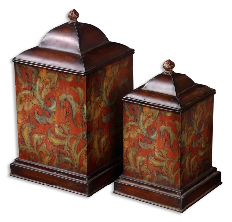 UTTERMOST UTT19166 Colorful Flowers#44; Canisters#44; Set of 2