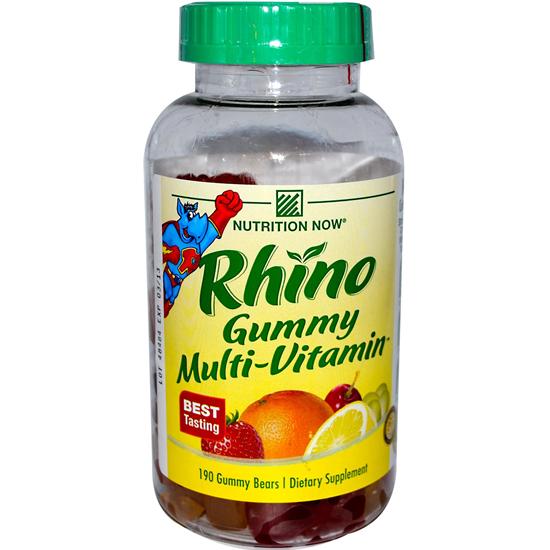 Nutrition Now Children's Supplements Rhino Gummy Bear Vitamins Assorted Fruit Flavors 190 Chewable Gummies Daily Products 219874