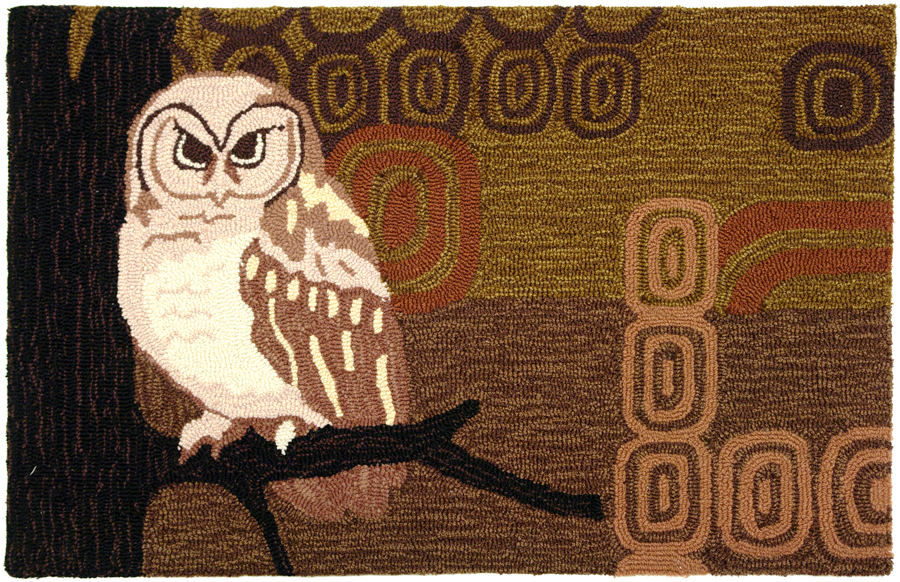 Py-pb045 22 In. X 34 In. Accents Retro Owls Indoor Rugg - Brown