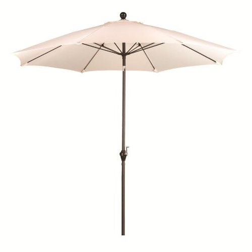 Alus908117-p10 9 Ft. Wind Resistance Fiberglass Pulley Open Market Push Tilt Umbrella - Bronze And Polyester-natural