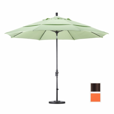 11 Ft. Fiberglass Market Umbrella Collar Tilt Double Vents - Bronze - Sunbrella - Tuscan