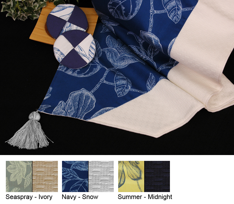 Pacific Table Linens M322160AE01 15 x 72 Bouquet Reversible Table Runner  NavySn