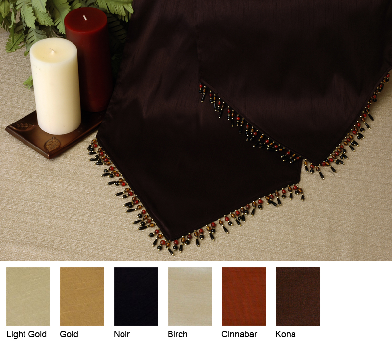 Pacific Table Linens 2061C04 15 x 96 Luscious Silk Reversible Table Runner  Noir