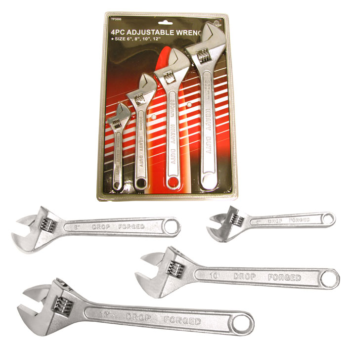 Trademark Poker 753000 Trademark ToolsT Heavy Duty 4 Piece Adjustable Wrench Set