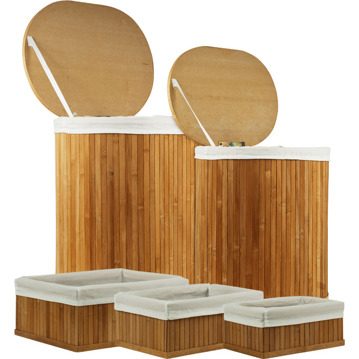 Trademark Poker 827919 Set of 5 Bamboo Hampers and Baskets by Trademark HomeT
