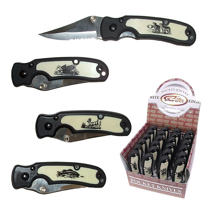 Trademark Poker 25210403 Box of 24 Rite Edge Pocket Knives