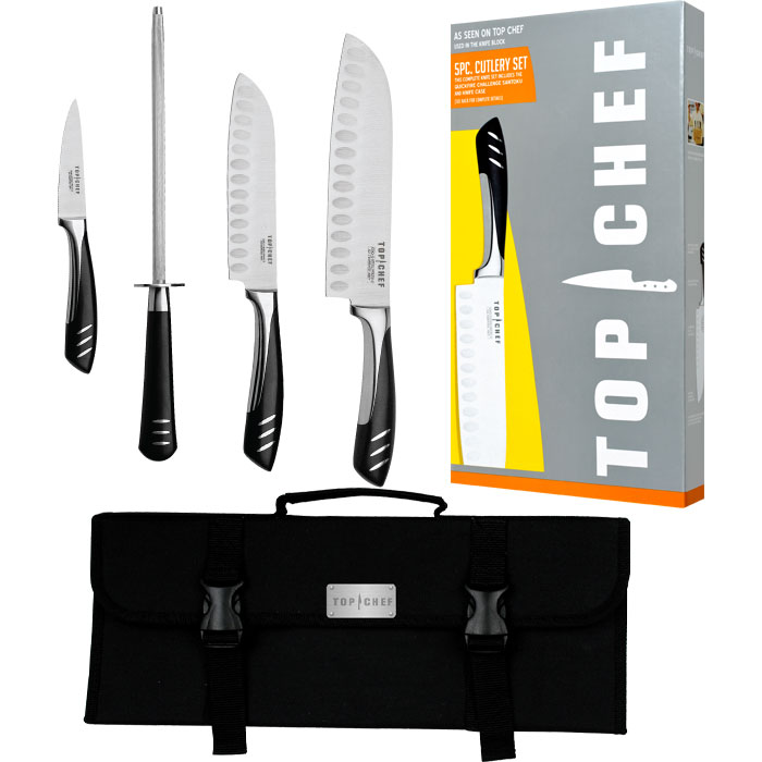Top Cheft 5 Piece Stainless Steel Knife Set - Portable