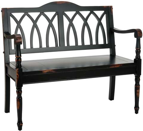 Safavieh AMH6500B Safavieh Franklin Distressed Black Bench