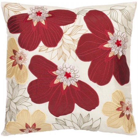 Safavieh PIL804A1818SET2 Meridan 18inch Cream  Red Decorative Pillows  Set of 2