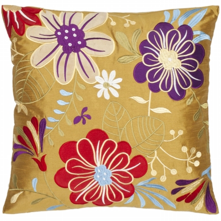 Safavieh PIL807A1818SET2 Sakura Garden 18inch Gold Decorative Pillows  Set of 2