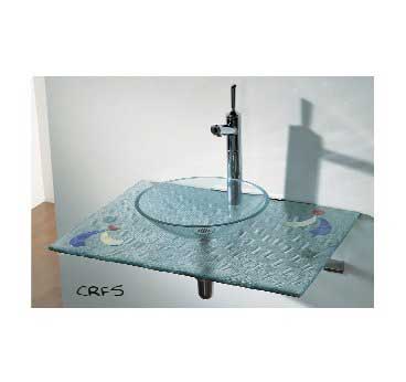 Whcrfs-2b 36 In. New Generation Basket Woven Transparent Glass Fused Top- Blue-transparent Glass