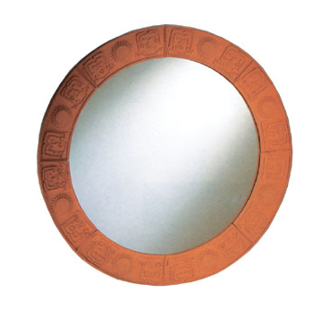 Whltc500 32 In. New Generation Large Round Mirror With Embossed Terra Cotta Border- Terra Cotta