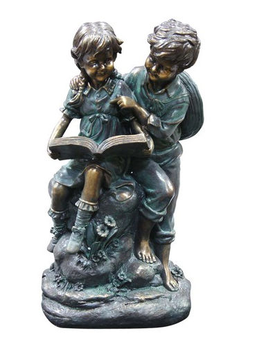 Gxt266 Girl And Boy Reading Together Statue