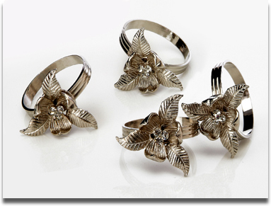 Classic Touch MIN16N Stainless Steel Set of 4 Nickel Napkin Rings