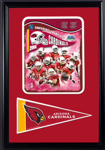 Encore Select 188KA04208 Arizona Cardinals Team Photograph with Team Pennant in a 12 in. x 18 in. Deluxe Photograph Frame