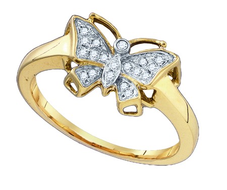 Gold and Diamond 75826 0.07Ctw Diamond Butterfly Ring - 10KYG