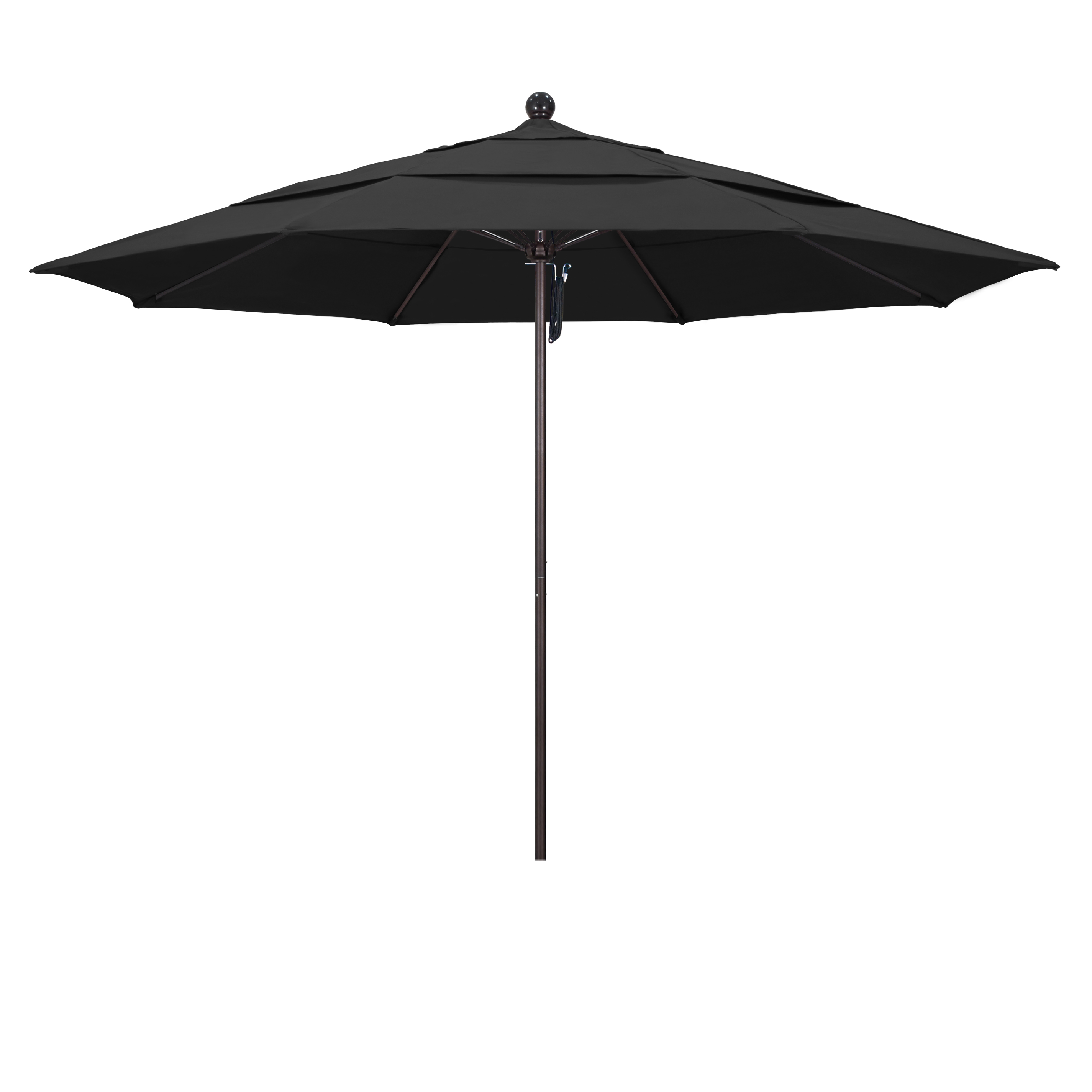 Alto118117-sa08-dwv 11 Ft. Fiberglass Pulley Open Double Vents Market Umbrella - Bronze And Pacifica-black