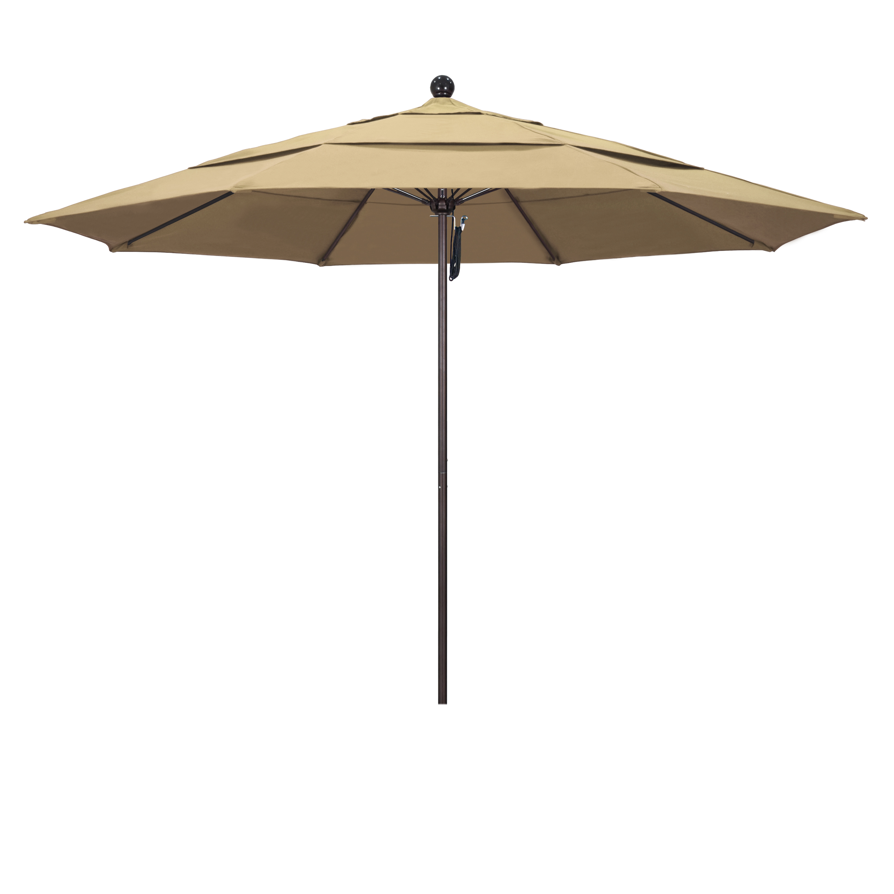 Alto118117-sa22-dwv 11 Ft. Fiberglass Pulley Open Double Vents Market Umbrella - Bronze And Pacifica-beige