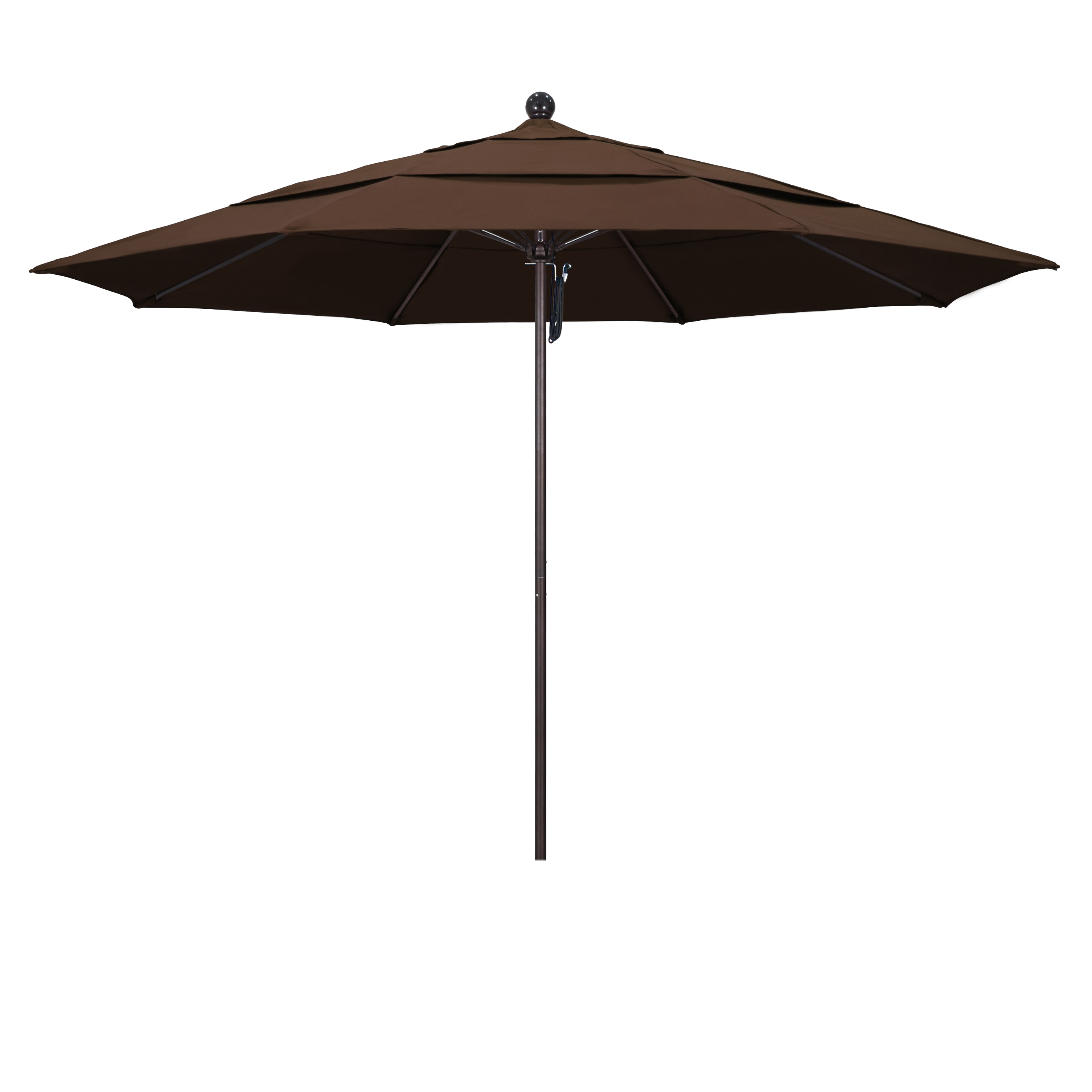 Alto118117-sa32-dwv 11 Ft. Fiberglass Pulley Open Double Vents Market Umbrella - Bronze And Pacifica-mocha