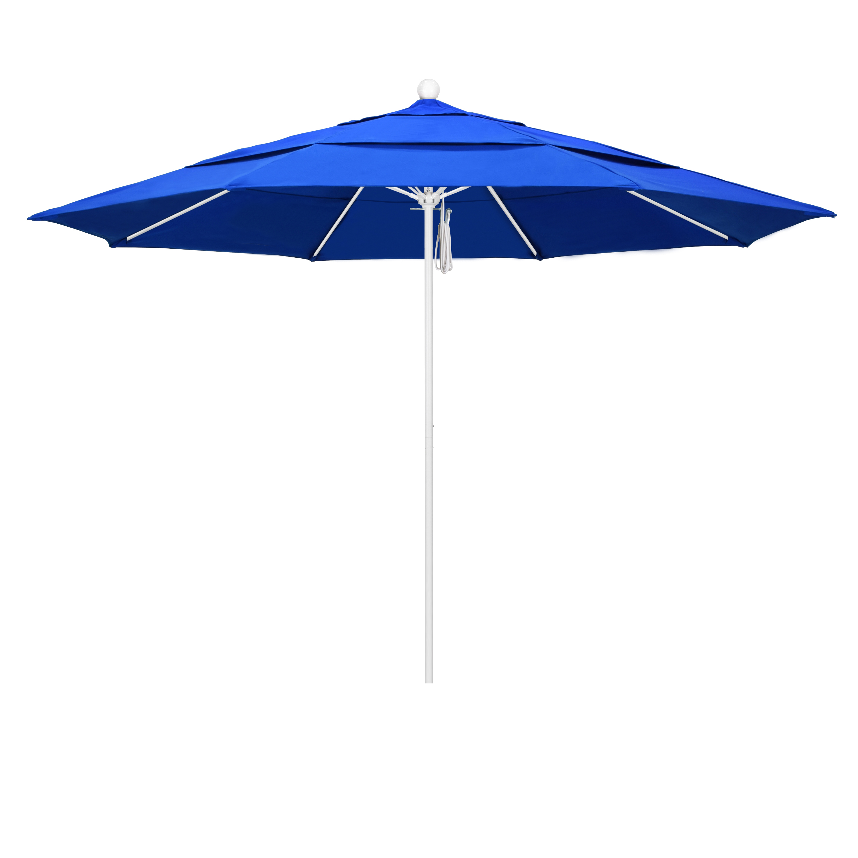 Alto118170-5401-dwv 11 Ft. Fiberglass Pulley Open Double Vents Market Umbrella - Matted White And Sunbrella-pacific Blue