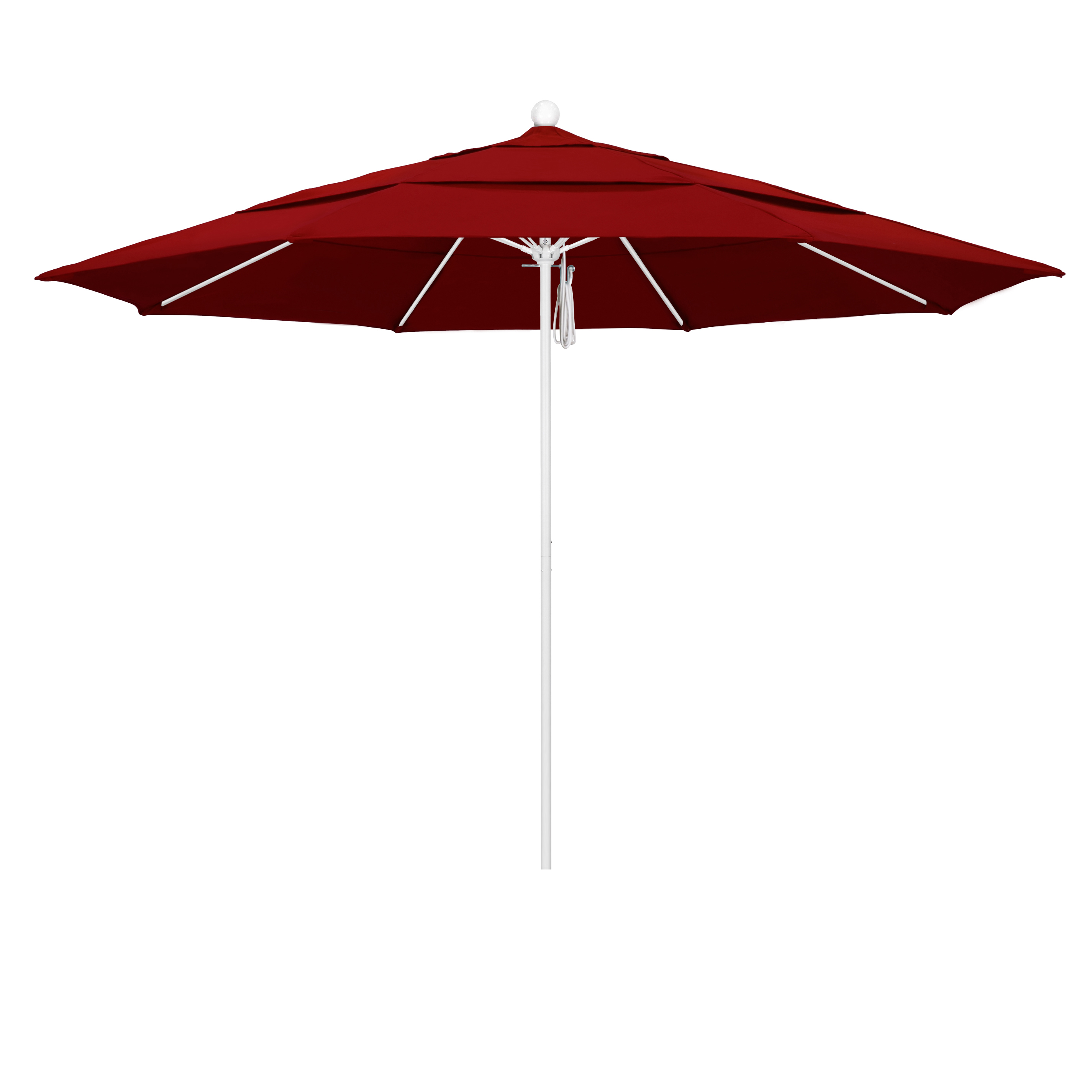 Alto118170-5403-dwv 11 Ft. Fiberglass Pulley Open Double Vents Market Umbrella - Matted White And Sunbrella-jockey Red