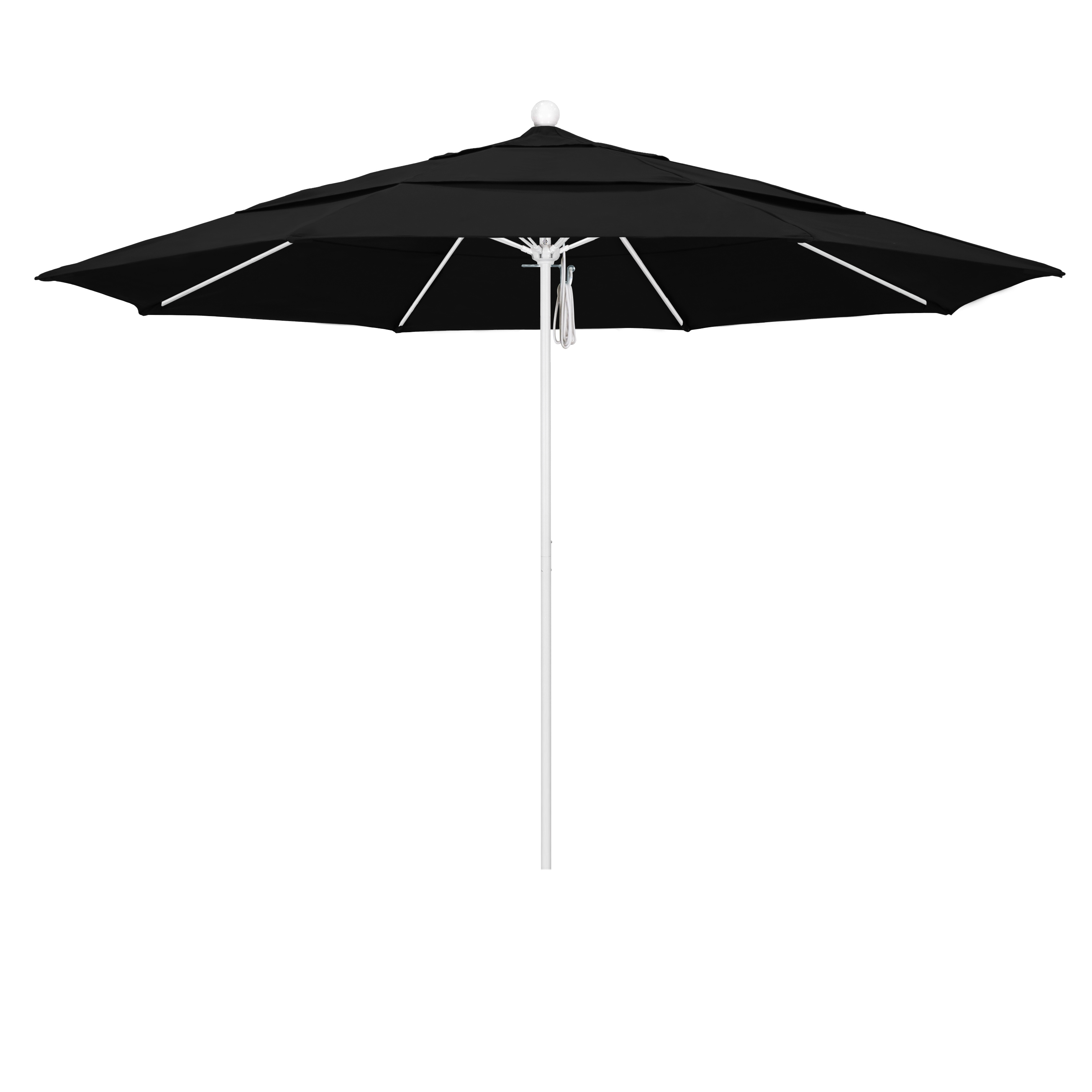 Alto118170-5408-dwv 11 Ft. Fiberglass Pulley Open Double Vents Market Umbrella - Matted White And Sunbrella-black
