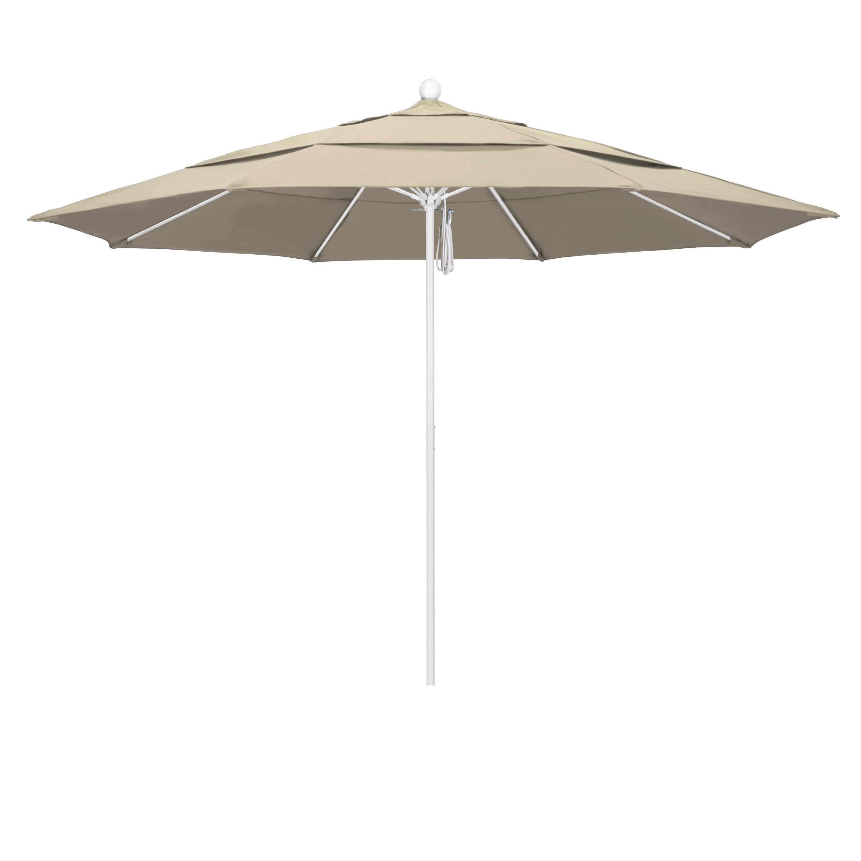 Alto118170-5422-dwv 11 Ft. Fiberglass Pulley Open Double Vents Market Umbrella - Matted White And Sunbrella-antique Beige