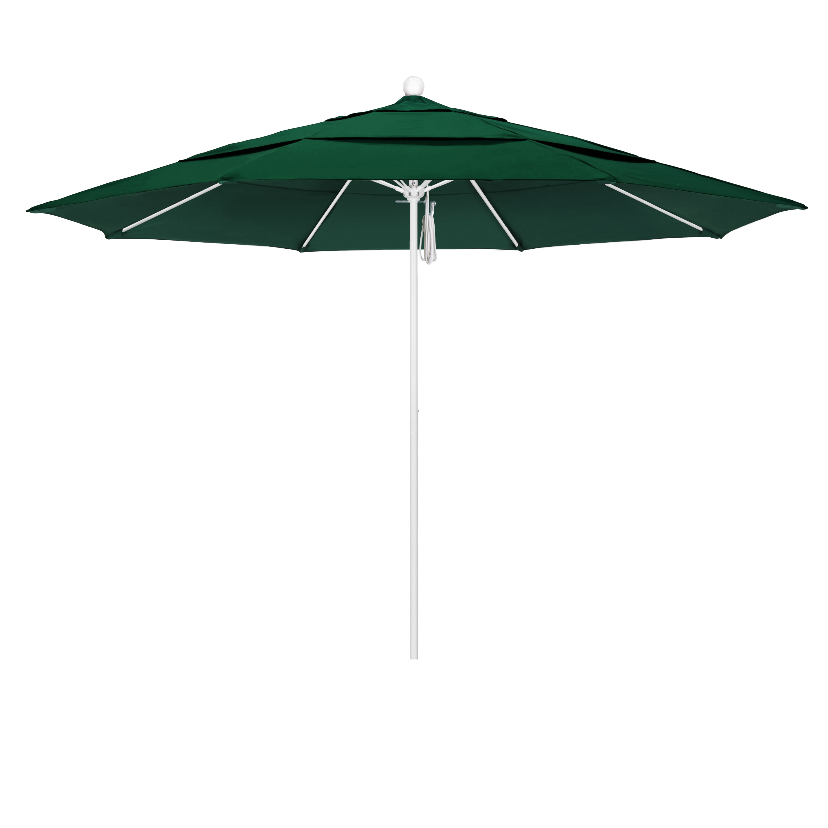 Alto118170-5446-dwv 11 Ft. Fiberglass Pulley Open Double Vents Market Umbrella - Matted White And Sunbrella-forest Green