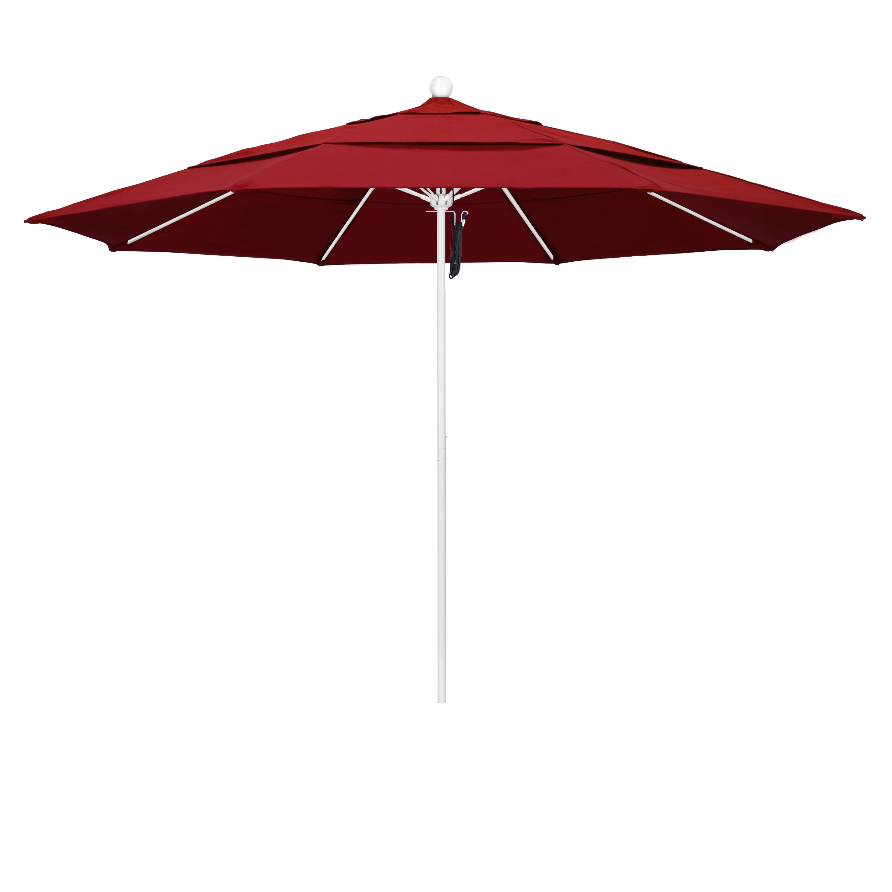 Alto118170-sa03-dwv 11 Ft. Fiberglass Pulley Open Double Vents Market Umbrella - Matted White And Pacifica-red