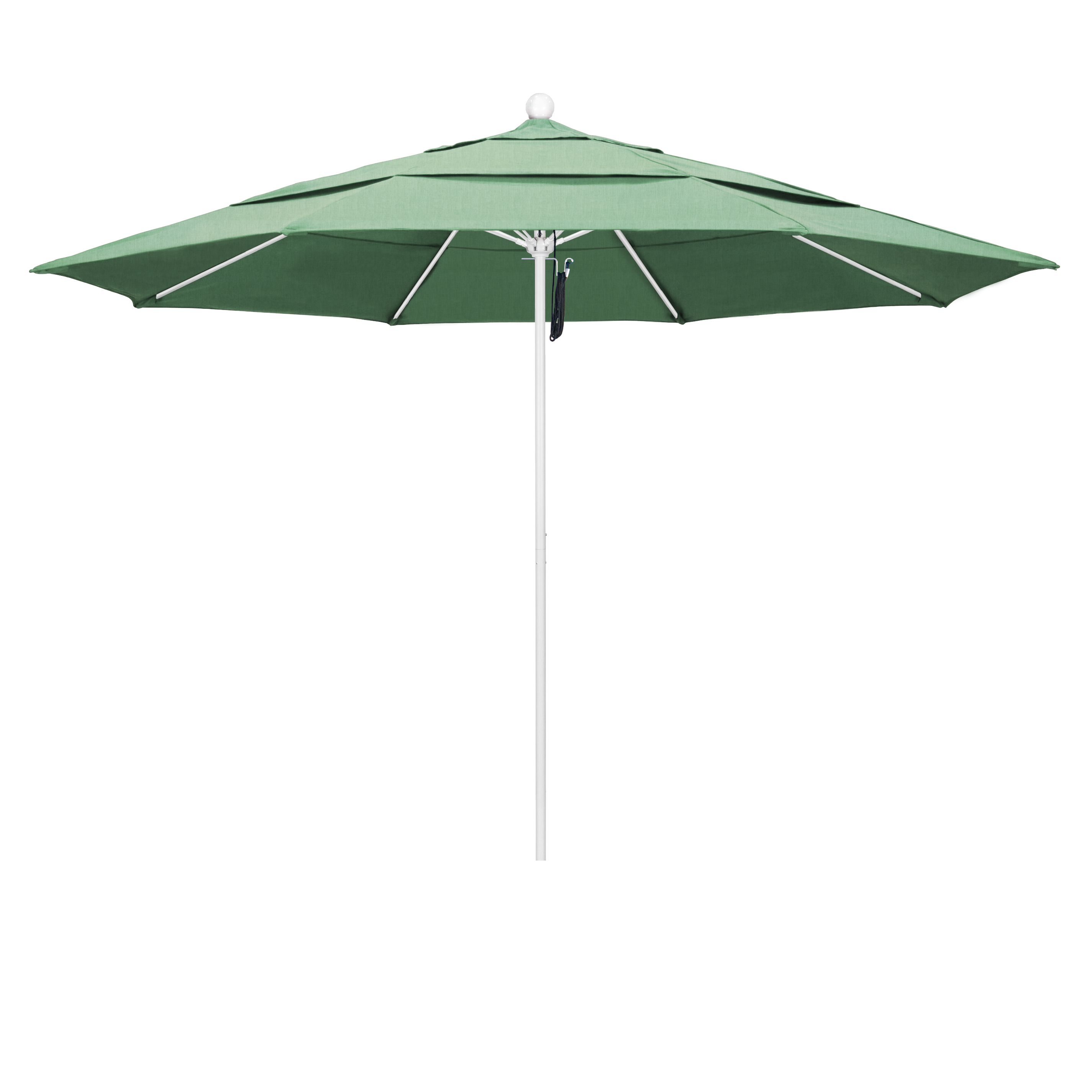 Alto118170-sa13-dwv 11 Ft. Fiberglass Pulley Open Double Vents Market Umbrella - Matted White And Pacifica-spa