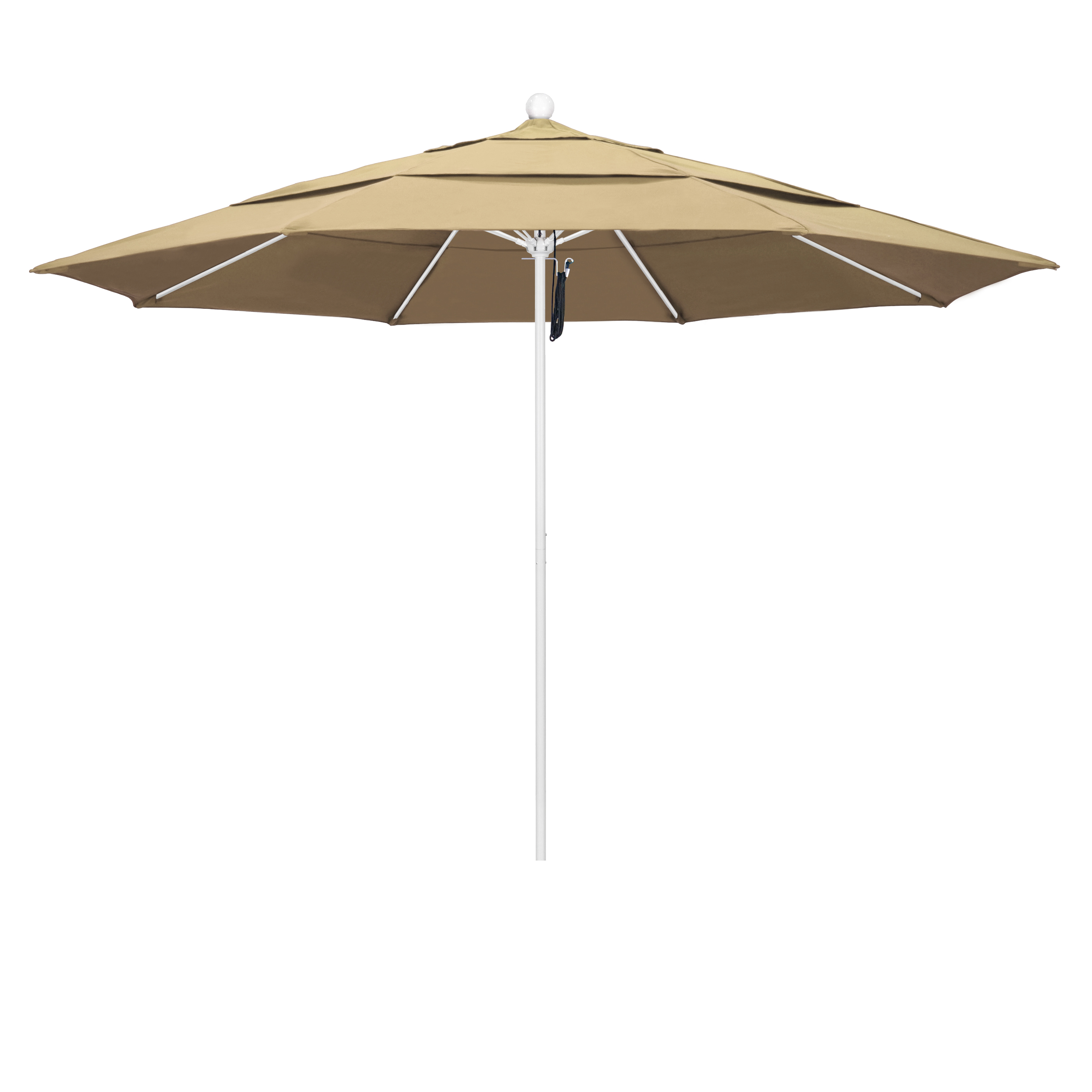 Alto118170-sa22-dwv 11 Ft. Fiberglass Pulley Open Double Vents Market Umbrella - Matted White And Pacifica-beige