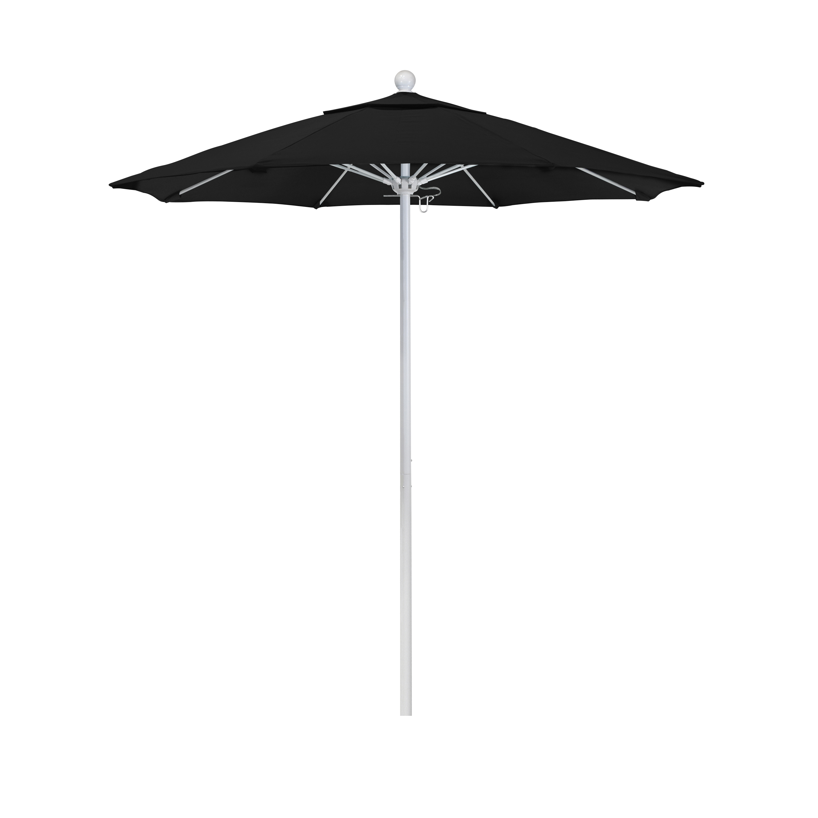 Alto758170-5408 7.5 Ft. Fiberglass Pulley Open Market Umbrella - Matted White And Sunbrella-black