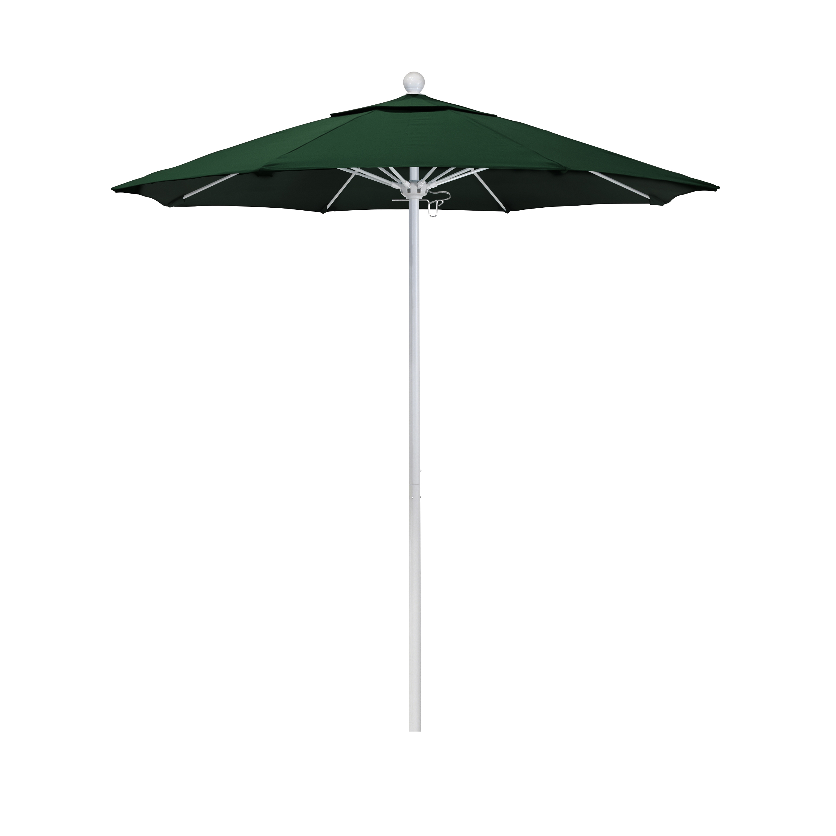 Alto758170-5446 7.5 Ft. Fiberglass Pulley Open Market Umbrella - Matted White And Sunbrella-forest Green
