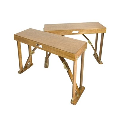 Spiderlegs B3813-wo Everyday Line Portable Wooden Folding Two Benches Bench - Set Of 2 - Warm Oak Finish