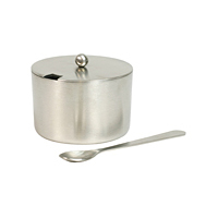 Culinary Accessories Storage Containers Salt Cellar With Spoon 2 Oz. Capacity Stainless Steel 223873