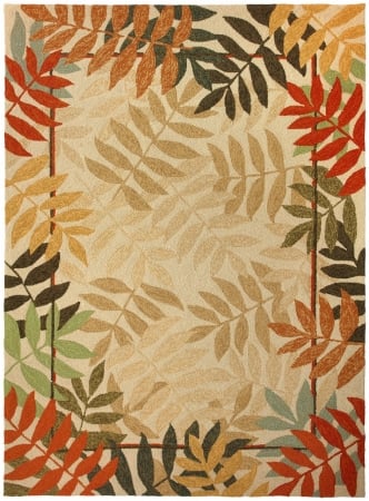 Pp-mb001e 5 Ft. X 7 Ft. Painted Rain Forest Indoor Outdoor Hand Hooked Area Rug - Beige