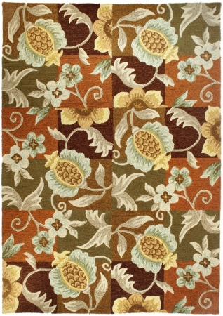 Pp-sap001c. 3 Ft. X 5 Ft. Tropical Pineapple And Flowers Indoor Outdoor Hand Hooked Area Rug - Terracotta