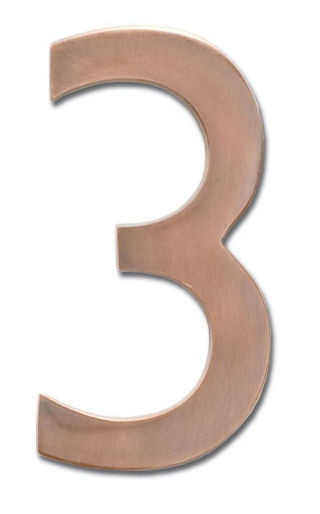 3585ac-3 Solid Cast Brass 5 In. Antique Copper Floating House Number 3