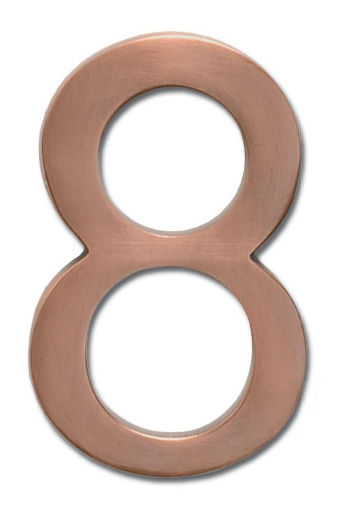 Solid Cast Brass 5 In. Antique Copper Floating House Number 8