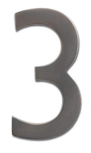 Solid Cast Brass 5 In. Dark Aged Copper Floating House Number 3