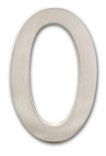 Solid Cast Brass 5 In. Satin Nickel Floating House Number 0
