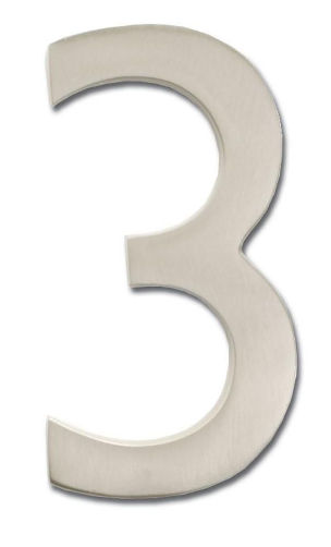 3585sn-3 Solid Cast Brass 5 In. Satin Nickel Floating House Number 3