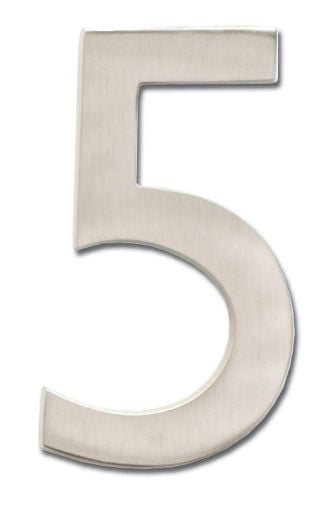 Solid Cast Brass 5 In. Satin Nickel Floating House Number 5