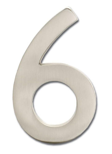 3585sn-6 Solid Cast Brass 5 In. Satin Nickel Floating House Number 6