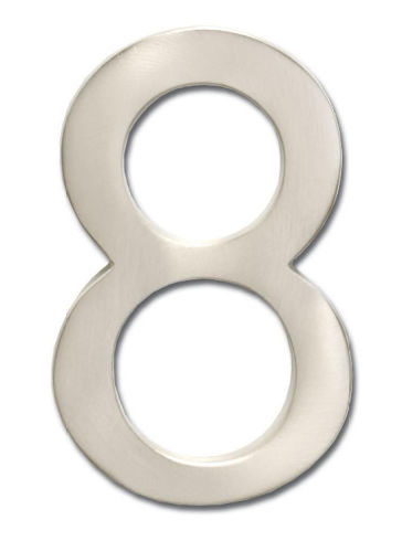 3585sn-8 Solid Cast Brass 5 In. Satin Nickel Floating House Number 8