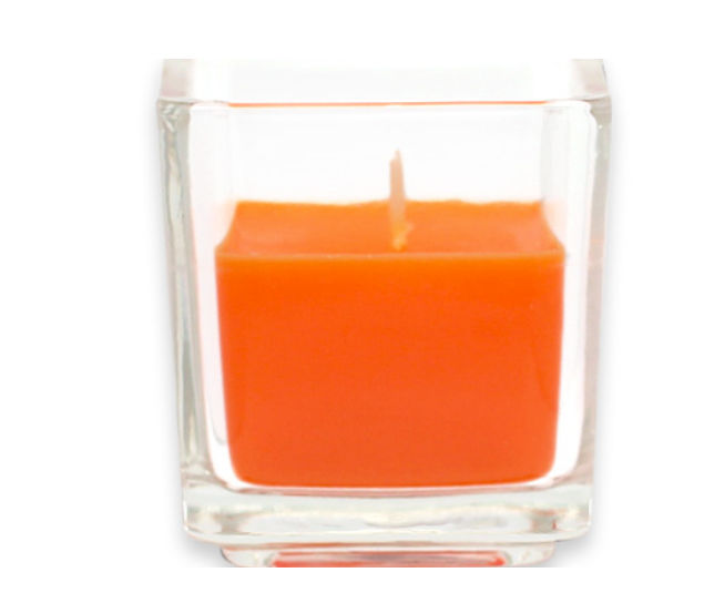 Cvz-033 Orange Square Glass Votive Candles -12pc-box