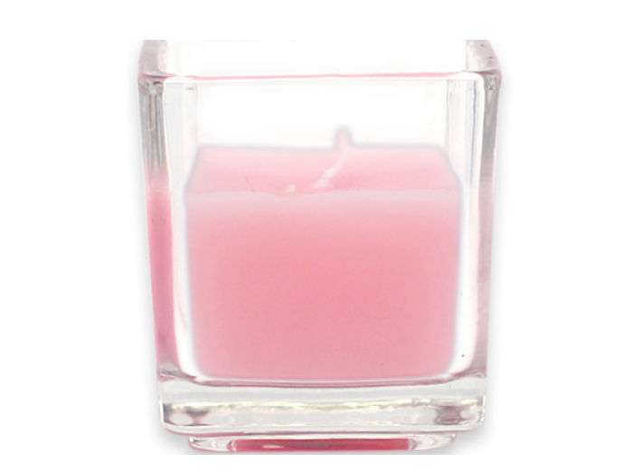Cvz-036 Light Rose Square Glass Votive Candles -12pc-box