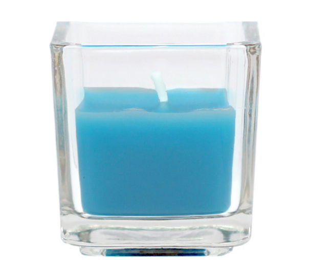 Cvz-038 Turquoise Square Glass Votive Candles -12pc-box