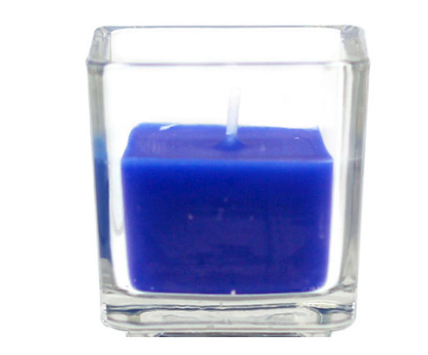 Cvz-041 Blue Square Glass Votive Candles -12pc-box